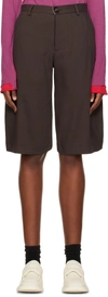 Edward Cuming Brown Curvy Shorts In Brown