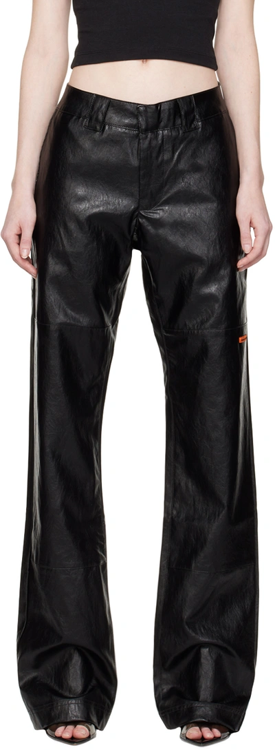 Heron Preston Black Chino Leather Pants In Black No Color