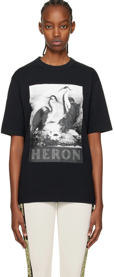 Heron Preston Black Halftone Heron T-shirt In Black/black