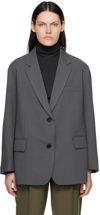 The Frankie Shop Bea Single-breasted Canvas Jacket In Charcoal