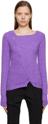 Jacquemus Pau Alpaca-blend Asymmetric Button Sweater In 650 Purple