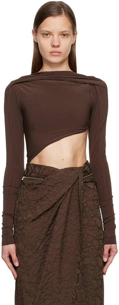 Jacquemus Le Body Carozzu Twisted Cutout Bodysuit In Brown