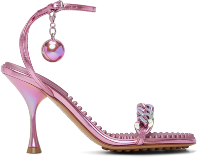 Bottega Veneta Pink Dot Heeled Sandals In 5963 Azalea