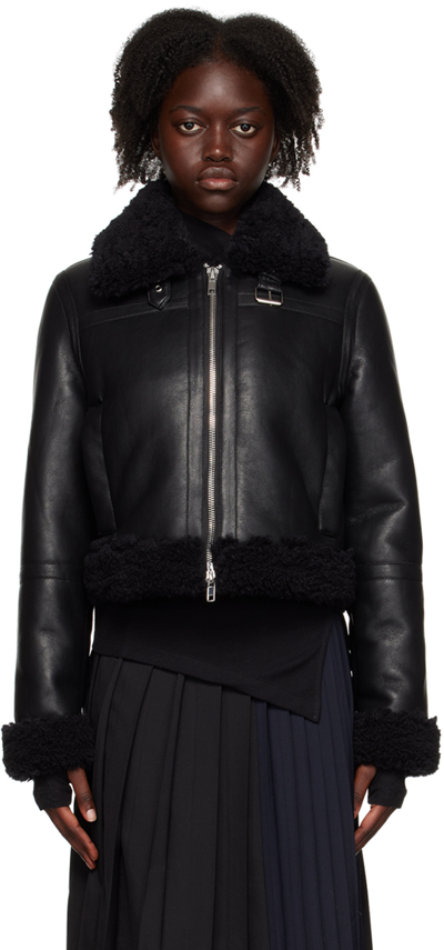 Stand Studio Black Lorelle Faux-leather Jacket In 89000 Black/black