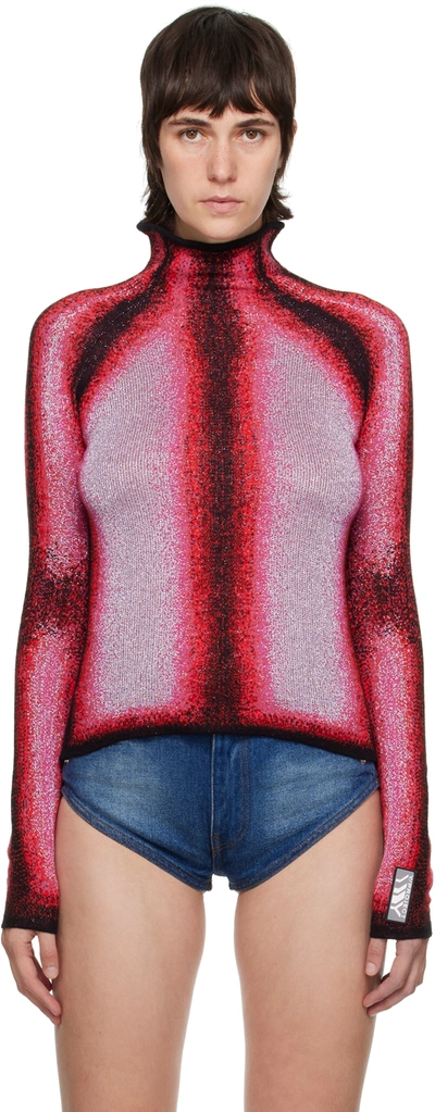 Y/project Dégradé Knit Mockneck Sweater In Pink