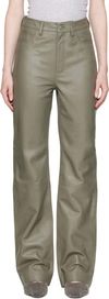 REMAIN BIRGER CHRISTENSEN TAUPE LYNN LEATHER TROUSERS