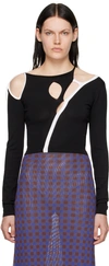 Ottolinger Black Strap Long Sleeve T-shirt In Black