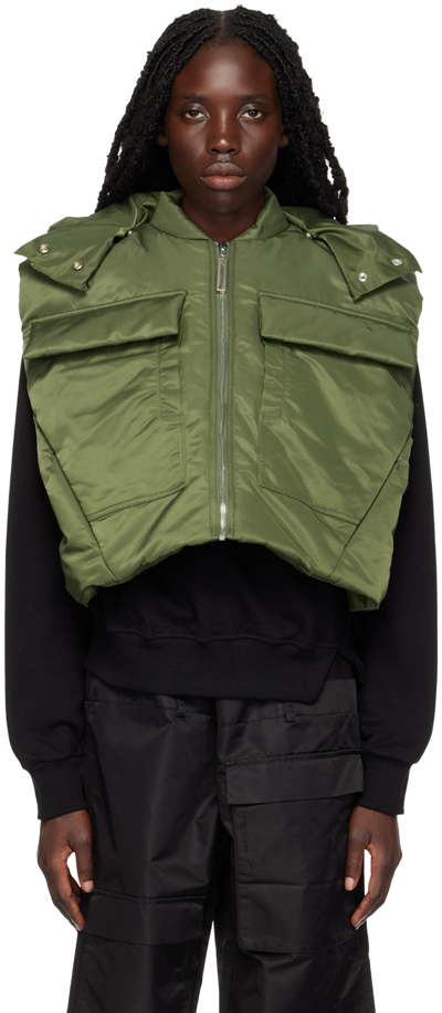 Spencer Badu Khaki Insulated Vest In Navy Green