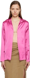 Jacquemus La Chemise Notte Pink Logo Plaque Shirt