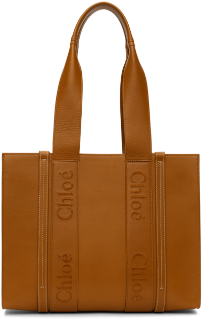 Chloé Tan Medium Woody Tote In Brown