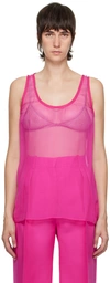 Valentino Semi-sheer Silk Chiffon Tank Top In Uwt Pink Pp
