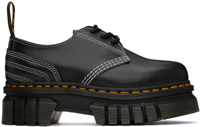 Dr. Martens' Audrick White Stitch Leather Platform Shoes In Schwarz