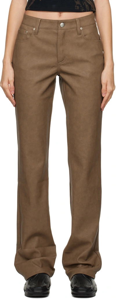 Misbhv Brown Straight Faux-leather Trousers