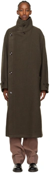 Lemaire Pewter Green Wrap Coat In Gr677 Pewter Green