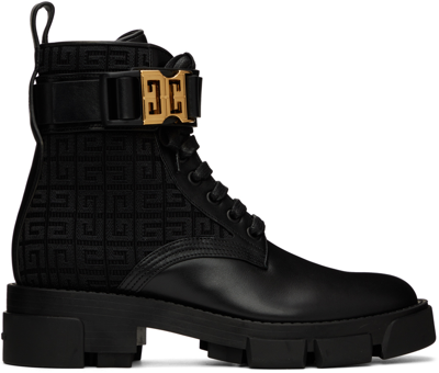 Givenchy Leather And 4g Jacquard Ankle Boots In Black