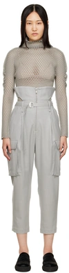 ISSEY MIYAKE GRAY CUTOUT TROUSERS