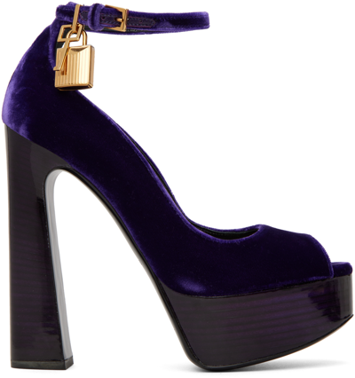 Tom Ford Velvet Platform Pumps In Black