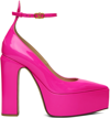 Valentino Tan-go Metallic-leather Platform Pumps In Uwt Pink Pp