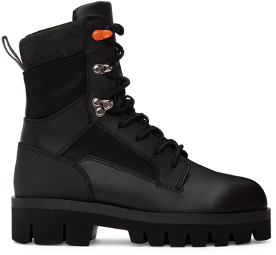 Heron Preston Lace-up Combat Boots In Black Black