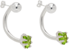 Mgn Ssense Exclusive Silver Clawed Heart Belly Ring Earrings In Green