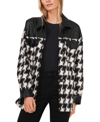 VINCE CAMUTO WOMEN'S PRINTED FAUX-LEATHER TRIM SHIRT JACKET