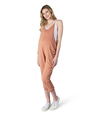 Everly Grey Maternity Brandi /nursing Romper In Sandstone