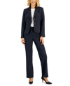 Le Suit Women's Two-button Pinstriped Pantsuit, Regular & Petite In Navy