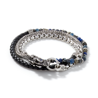 John Hardy Legends Naga Apple Leather Wrap Bracelet In Silver