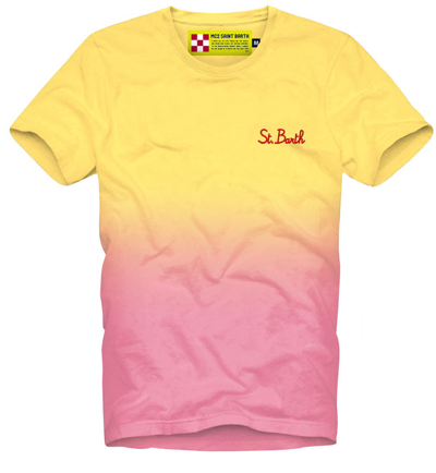 Mc2 Saint Barth Yellow And Pink Gradient Print Man T-shirt