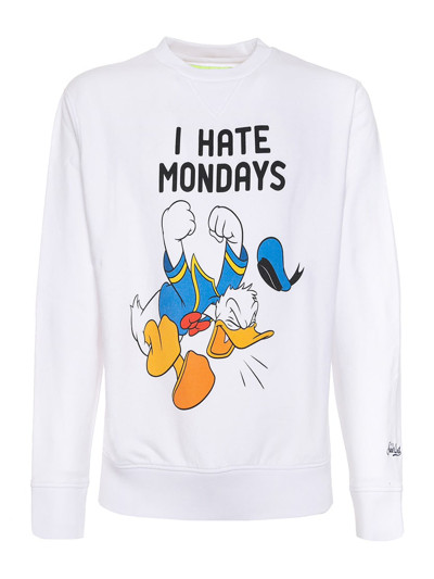 Mc2 Saint Barth White Sweatshirt Donald Duck Print - Special Edition Disney©