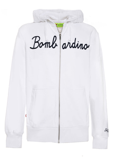 Mc2 Saint Barth White Man Sweatshirt Bombardino Front Embroidery