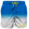 Mc2 Saint Barth White And Blue Shades Mid-length Swim Shorts In Blue