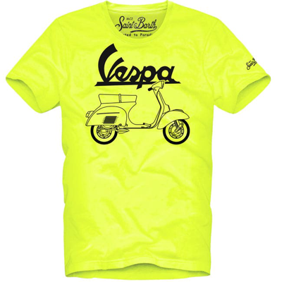 Mc2 Saint Barth Vespa© Outline Kids T-shirt - Vespa® Special Edition In Yellow