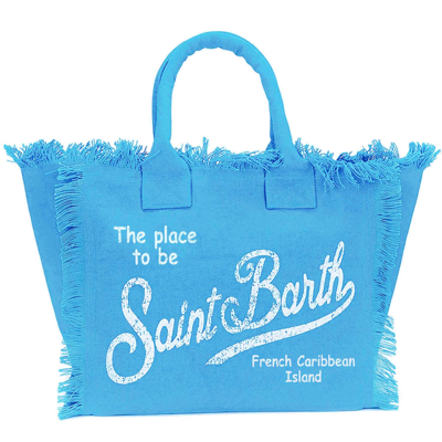 Mc2 Saint Barth Vanity Turquoise Canvas Shoulder Bag In Blue