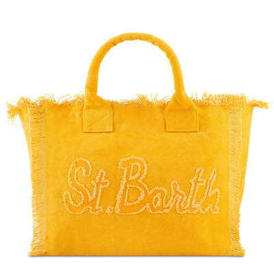 Mc2 Saint Barth Vanity Ochre Canvas Shoulder Bag In Yellow