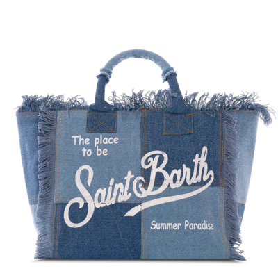 Mc2 Saint Barth Vanity Denim Shoulder Bag In Blue