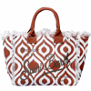 Mc2 Saint Barth Vanity Canvas Shoulder Bag With Ikat Print In Brown
