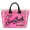 Mc2 Saint Barth Vanity Canvas Shoulder Bag With Red Bandanna Print In Pink