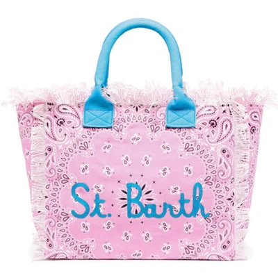 Mc2 Saint Barth Vanity Canvas Shoulder Bag With Bandanna Print In Pink