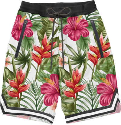 Mc2 Saint Barth Tropical Print Swim Shorts Surf Style In White