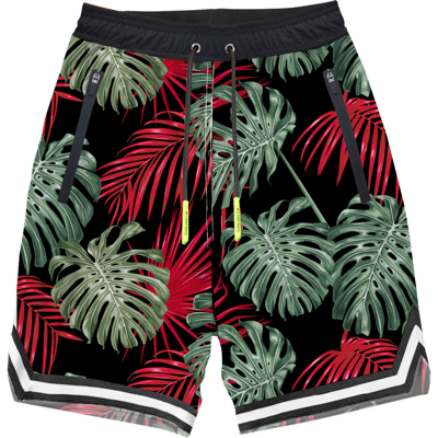 Mc2 Saint Barth Tropical Print Swim Shorts Surf Style In Black