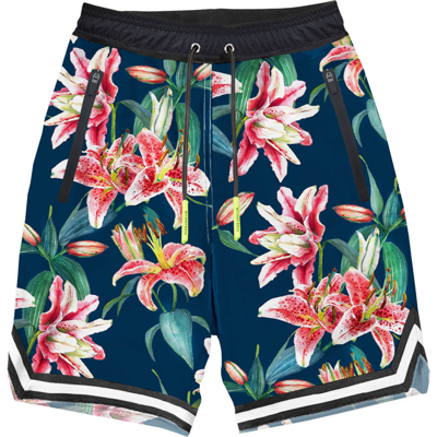 Mc2 Saint Barth Tropical Print Swim Shorts Surf Style In Blue