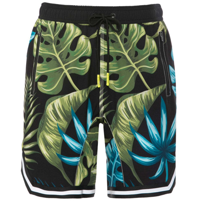 Mc2 Saint Barth Tropical Print Swim Shorts Surf Style In Black