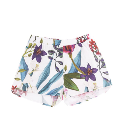 Mc2 Saint Barth Kids' Tropical Print Girl Shorts In Multicolor