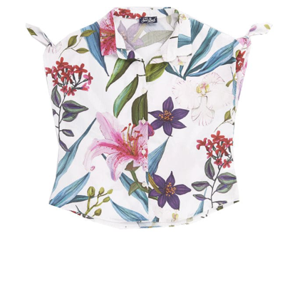 Mc2 Saint Barth Kids' Tropical Flowers Jumbo Print Girls Shirt Dress