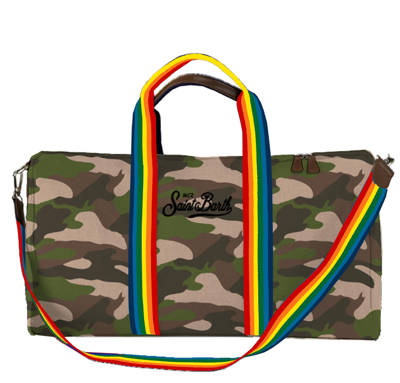 Mc2 Saint Barth Travel Duffel Bag With Camouflage Print In Green
