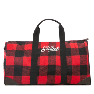 Mc2 Saint Barth Tartan Print Travel Bag In Red