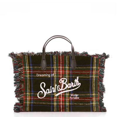 Mc2 Saint Barth Tartan Print Handbag In Blue