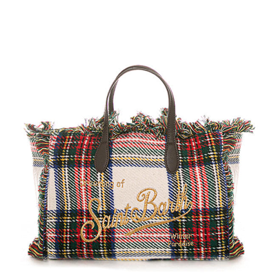 Mc2 Saint Barth Tartan Print Handbag In White