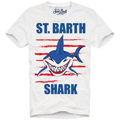 Mc2 Saint Barth Kids' T-shirt Boy Shark St Barth In White